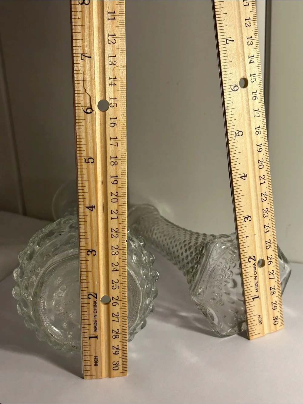 Vintage EO Brody Clear Glass Hobnail Bud Vase LOT Set of 2 Mid Century 6
